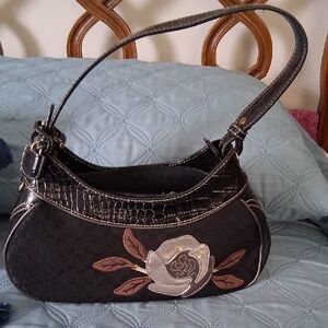 Vintage Liz Claiborne Elegant Black Floral Handbag